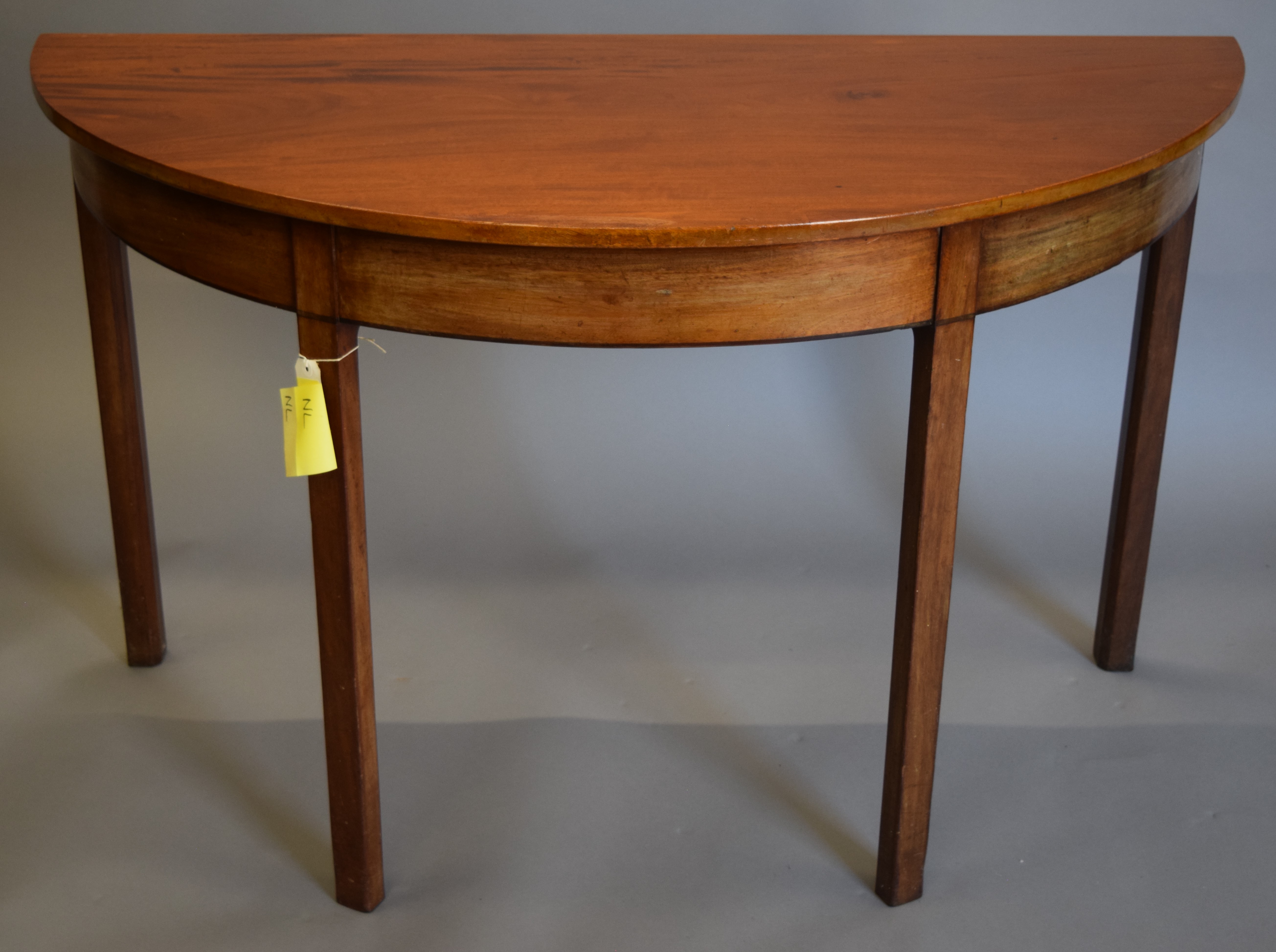 Two 19th century mahogany demi-lune tables. Each 121 cm wide, 72 cm high. - Image 2 of 6