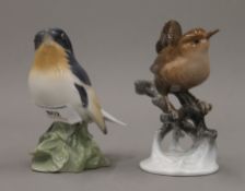 A Bing and Grandahl Copenhagen bird and a Rosenthal bird. The former 10.5 cm high.