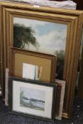 Six various oils, watercolours and prints.