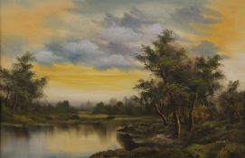 C INNESS, Country River Scene, oil on canvas, framed. 90.5 x 59.5 cm.