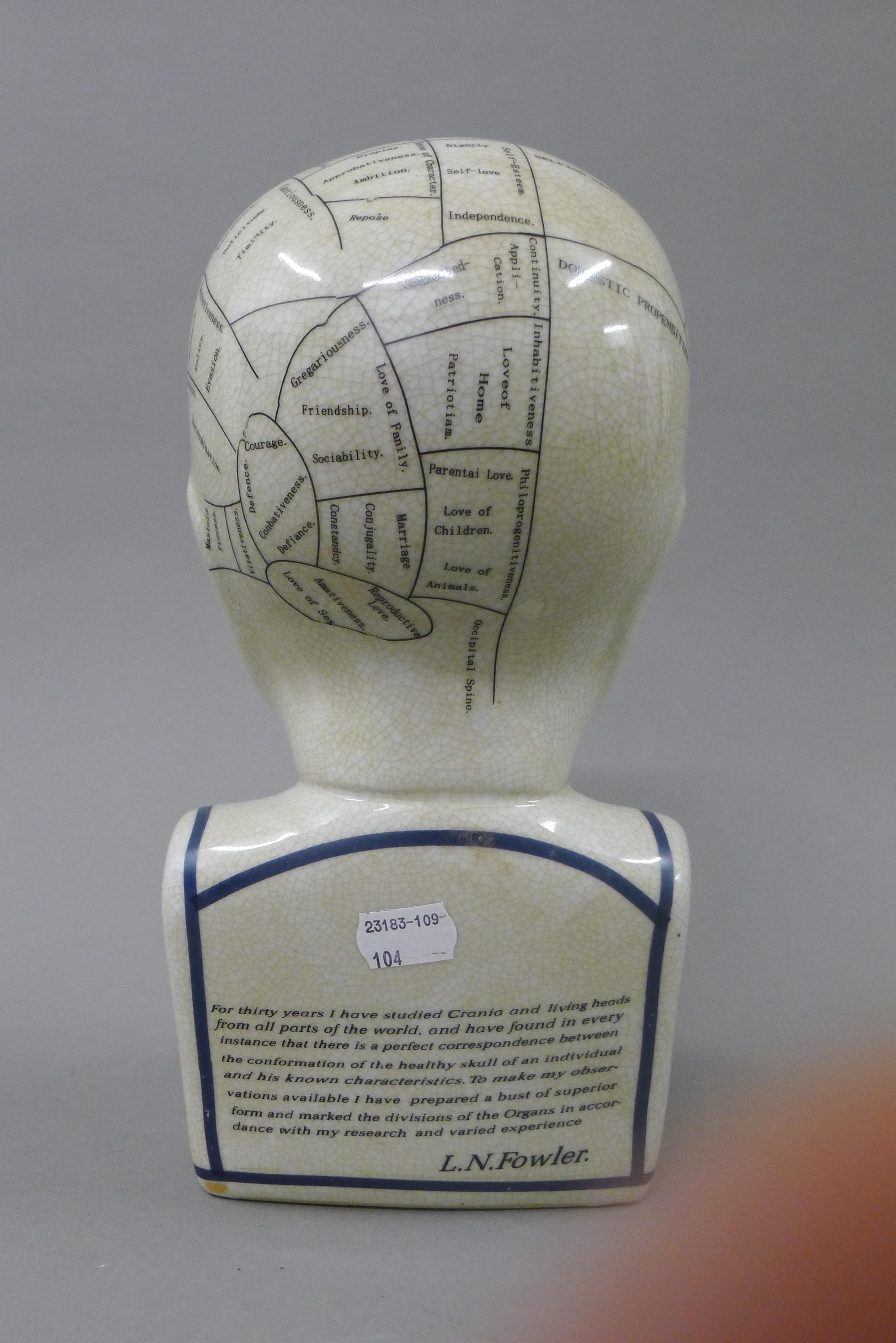 A porcelain Phrenology head. - Image 4 of 4