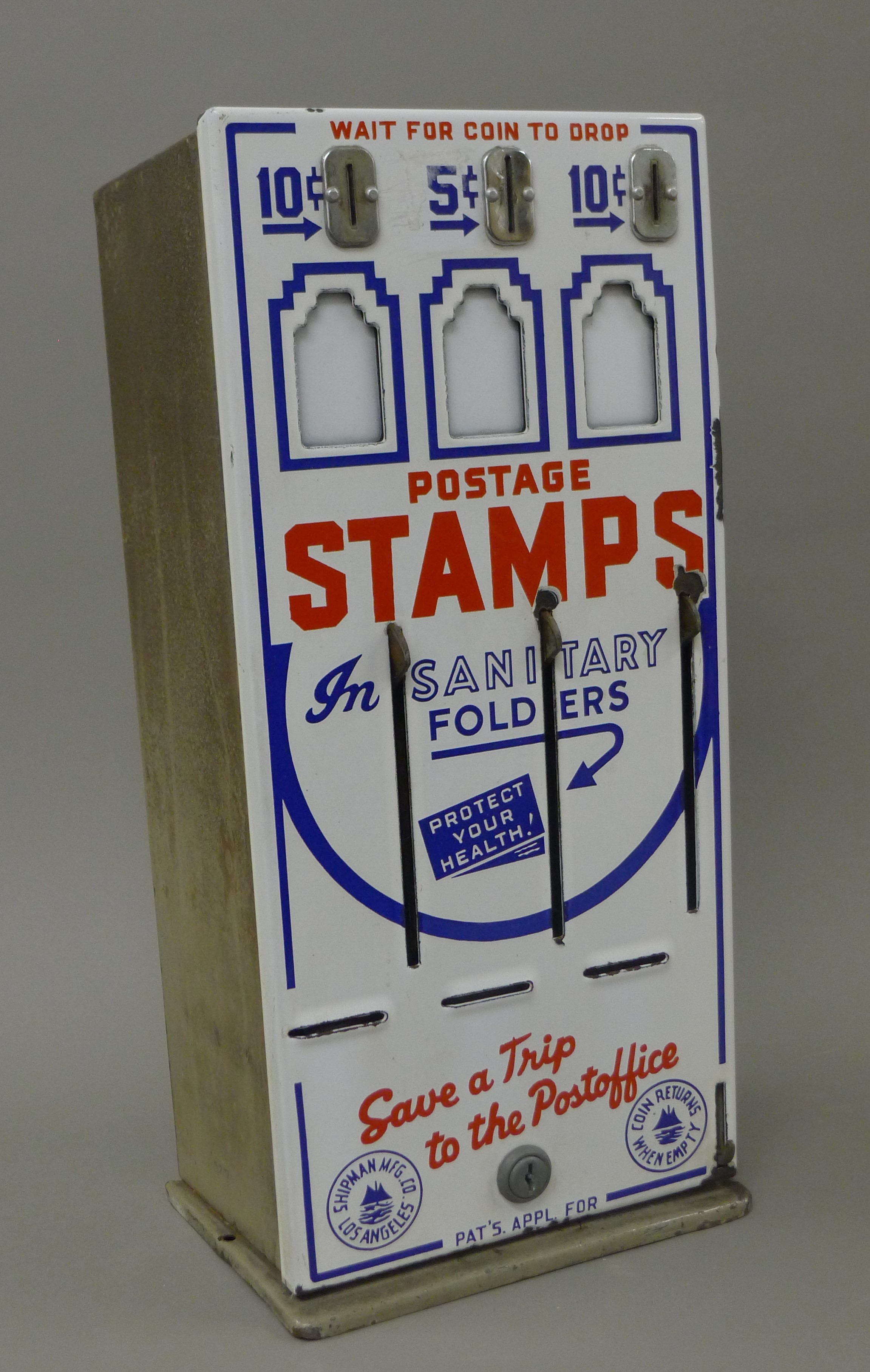A vintage American stamp machine. 41 cm high. - Image 2 of 3