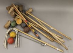 A vintage child's croquet set.