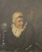 19TH CENTURY SCHOOL, The Drinker and the Owl, oil on canvas, framed. 60.5 x 74 cm.