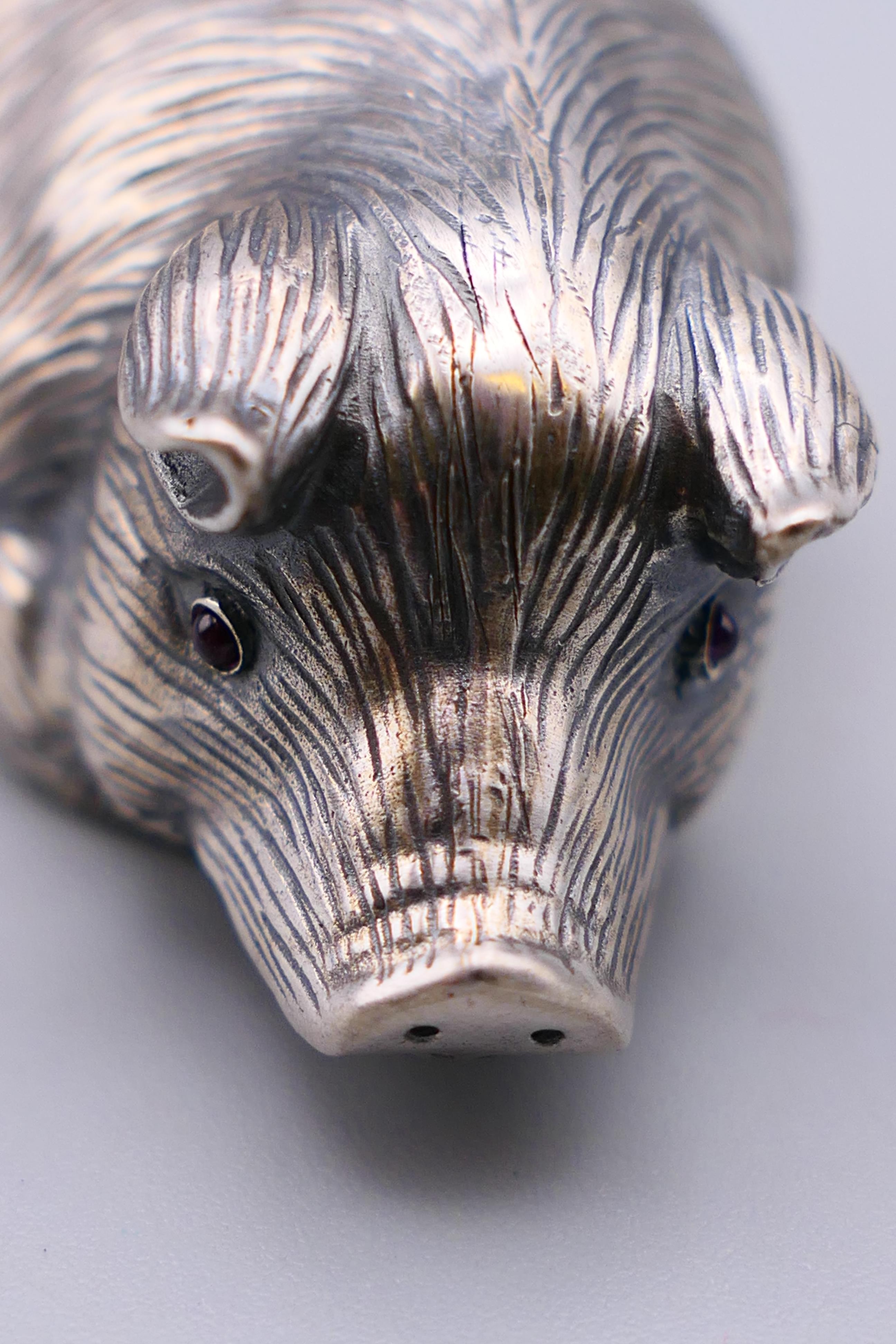 A silver model of a pig bearing Russian marks. 6 cm long. - Image 4 of 4