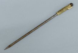 A WWII SOE Special Operations executive hat pin or bodkin dagger. 22.5 cm long.