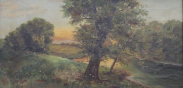 Country Scene, oil, framed. 50 x 24.5 cm.
