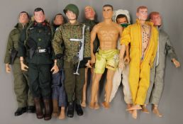A quantity of vintage Action Men and accessories.