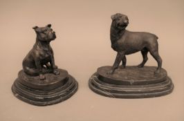 Two bronze models of dogs. The largest 16 cm high.