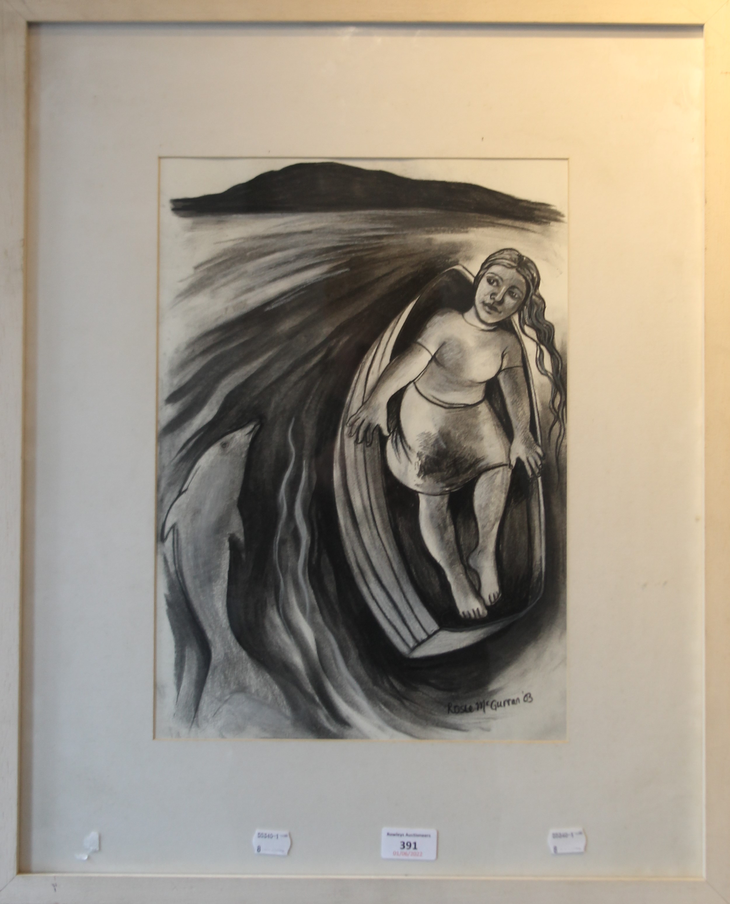 ROSE MCGURRAN (20th/21st century), On the Way to Mac Paras, charcoal, framed and glazed. 29 x 40. - Image 2 of 3