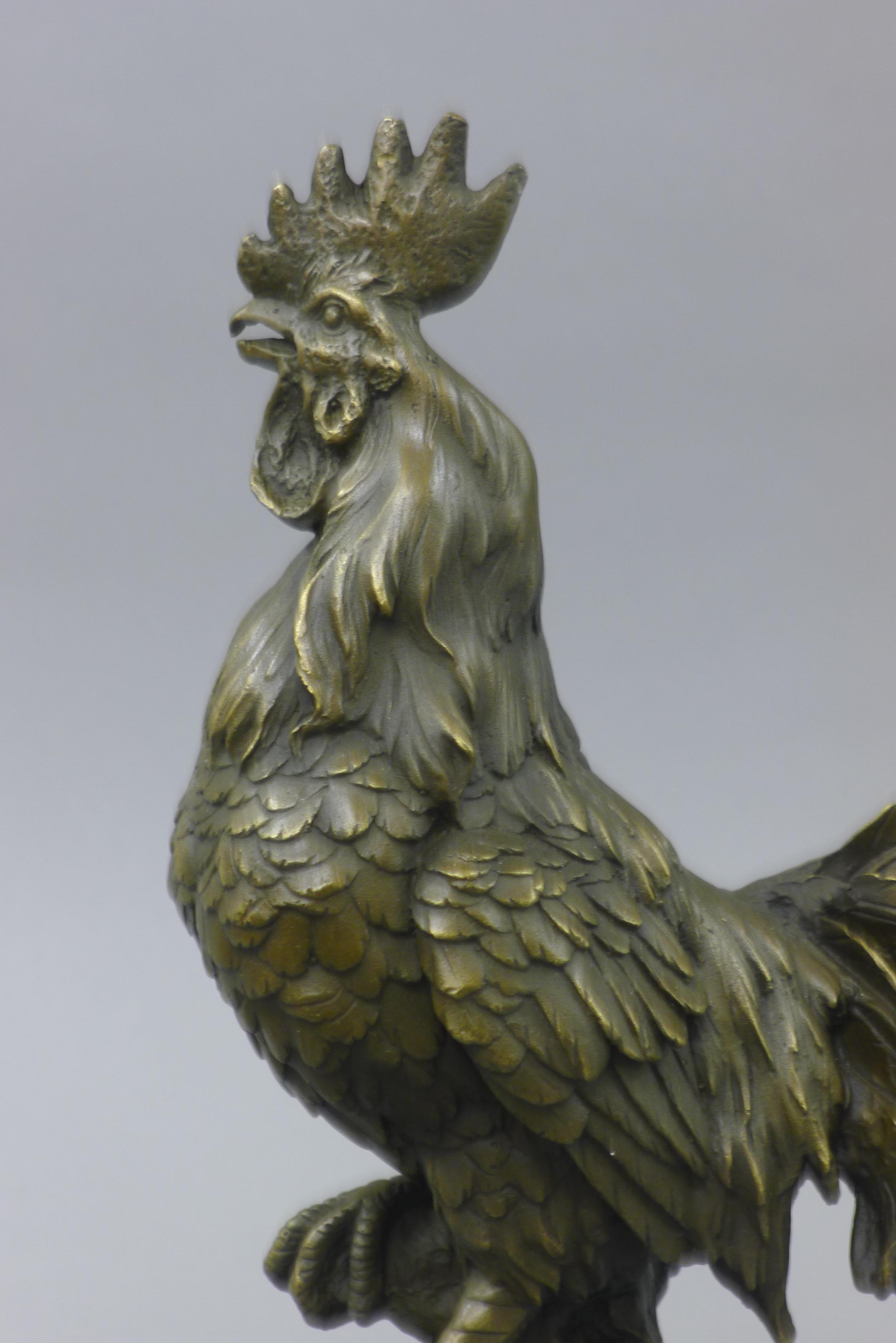 A bronze model of a cockerel. 30 cm high. - Image 2 of 3
