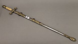 An early 20th century antique Knights Templar sword, manufactured by M C Lilley & Co.