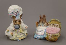 Two Beswick Beatrix Potter figurines: Hunca Munca and Lady Mouse from Tailor of Gloucester.