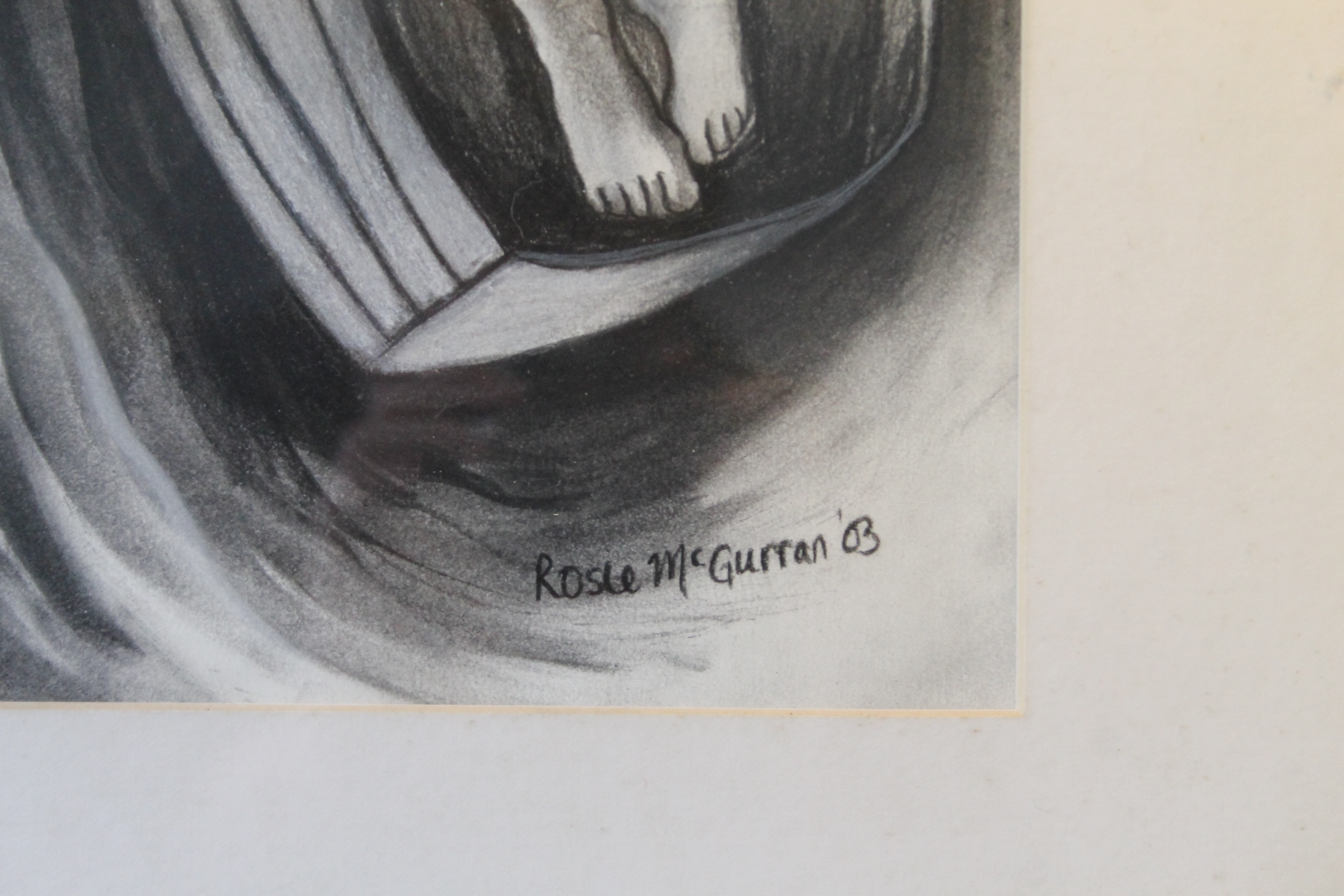 ROSE MCGURRAN (20th/21st century), On the Way to Mac Paras, charcoal, framed and glazed. 29 x 40. - Image 3 of 3
