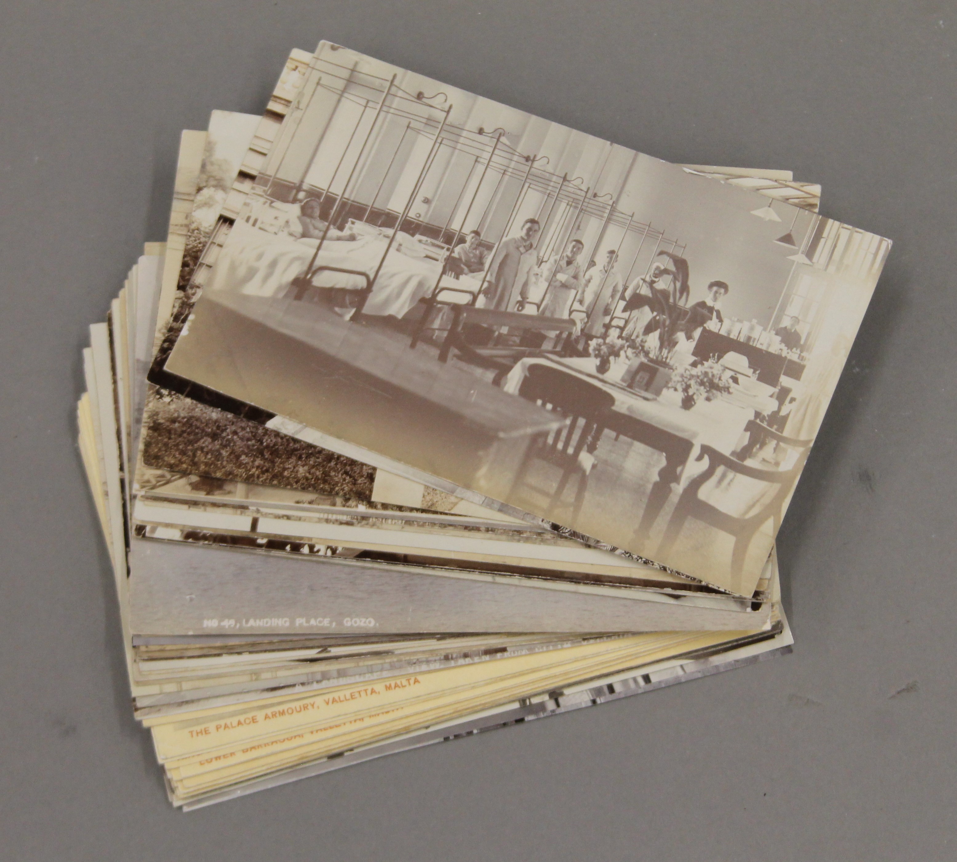 A collection of Malta Pre-War postcards, many from real photographs, includes the Naval Hospital.