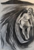 ROSE MCGURRAN (20th/21st century), On the Way to Mac Paras, charcoal, framed and glazed. 29 x 40.