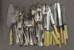 A quantity of plated cutlery, etc.