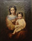 19TH CENTURY SCHOOL, Portrait of a Mother and Child, oil, framed. 33 x 42.5 cm.