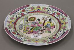 A Chinese famille rose porcelain plate decorated with Empress and her attendants,