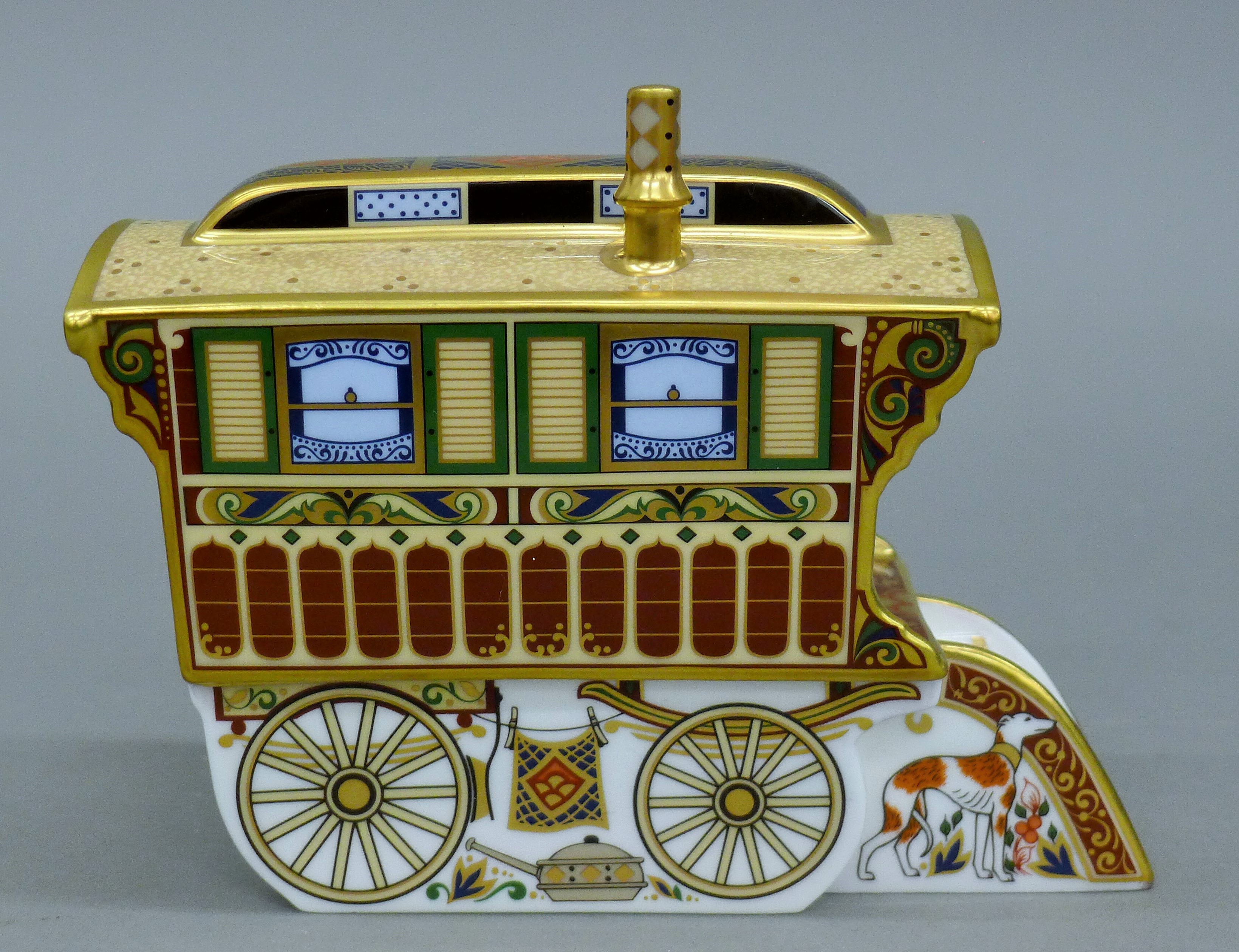 A boxed Royal Crown Derby Burton Wagon Gypsy Caravan paperweight, numbered 407/750, - Image 2 of 6