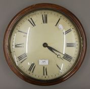 A 19th century mahogany cased fusee dial clock. 36 cm diameter.