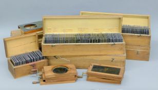 A large collection of Victorian magic lantern slides.