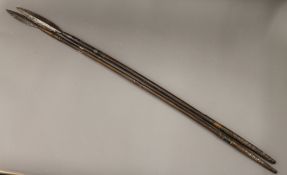 Two Zulu spears. The largest 134 cm long.