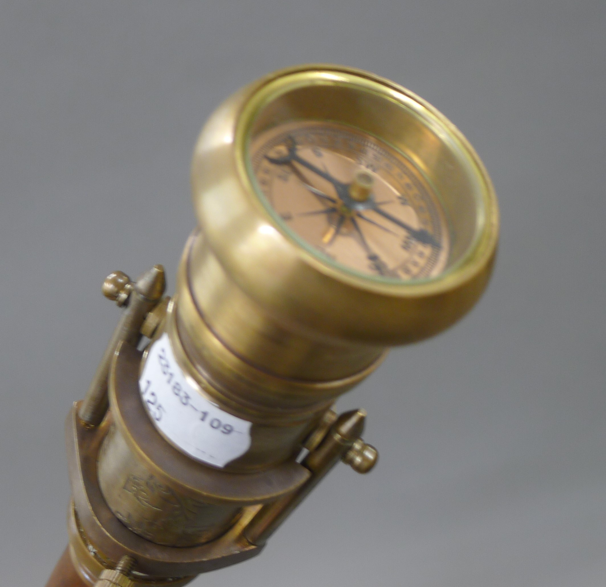 A telescope/compass mounted walking stick. 99 cm high. - Image 3 of 3