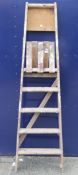 A vintage wooden step ladder. 184.5 cm high.