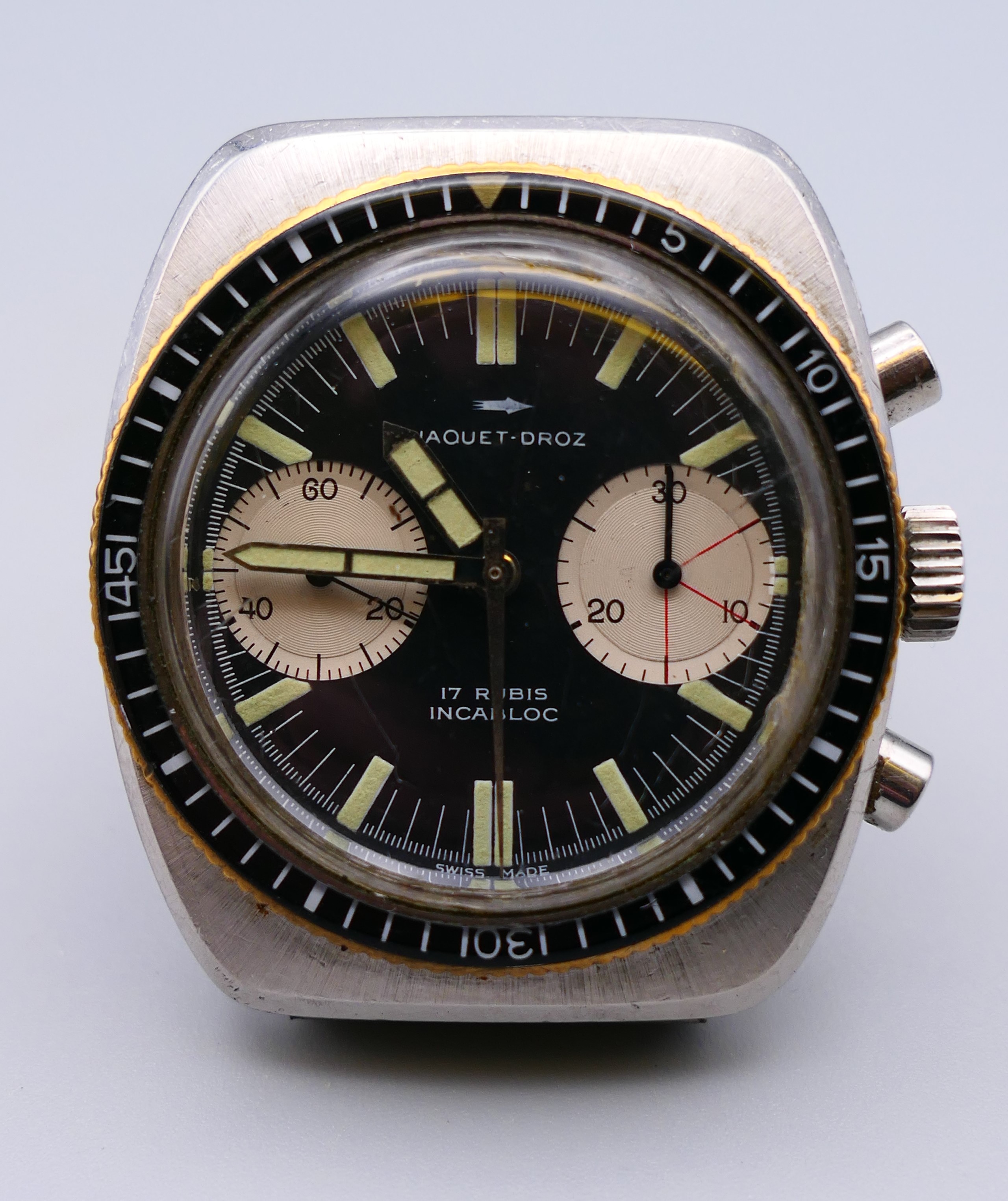 A Jaquet-Droz gentleman's wristwatch. 4 cm wide.
