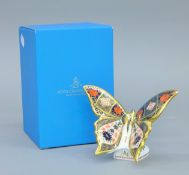 A boxed Royal Crown Derby Imari Butterfly paperweight.