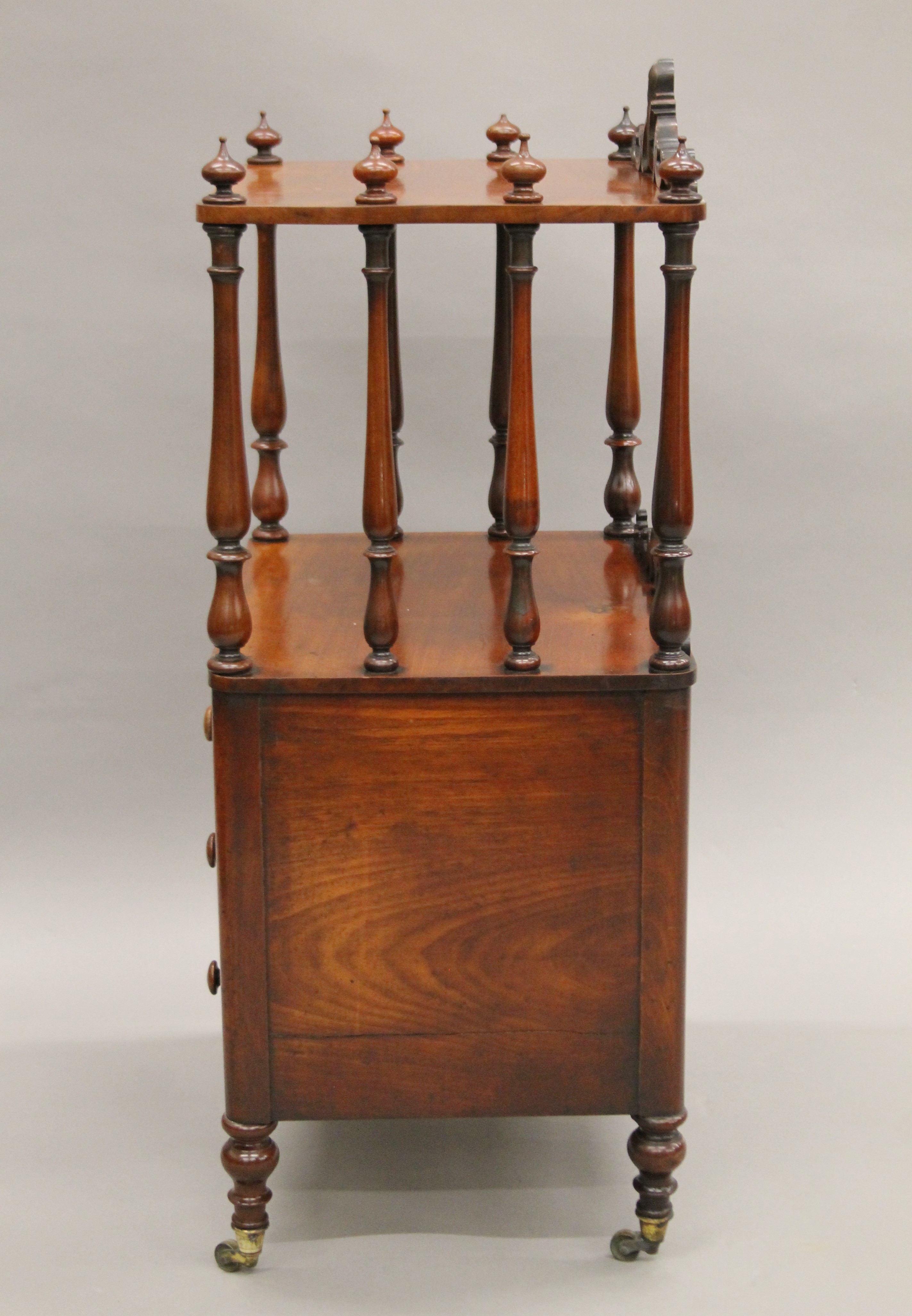 A Victorian mahogany whatnot with cellarette drawer. 102 cm high. - Image 7 of 8