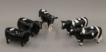 Five various Beswick models of cattle.