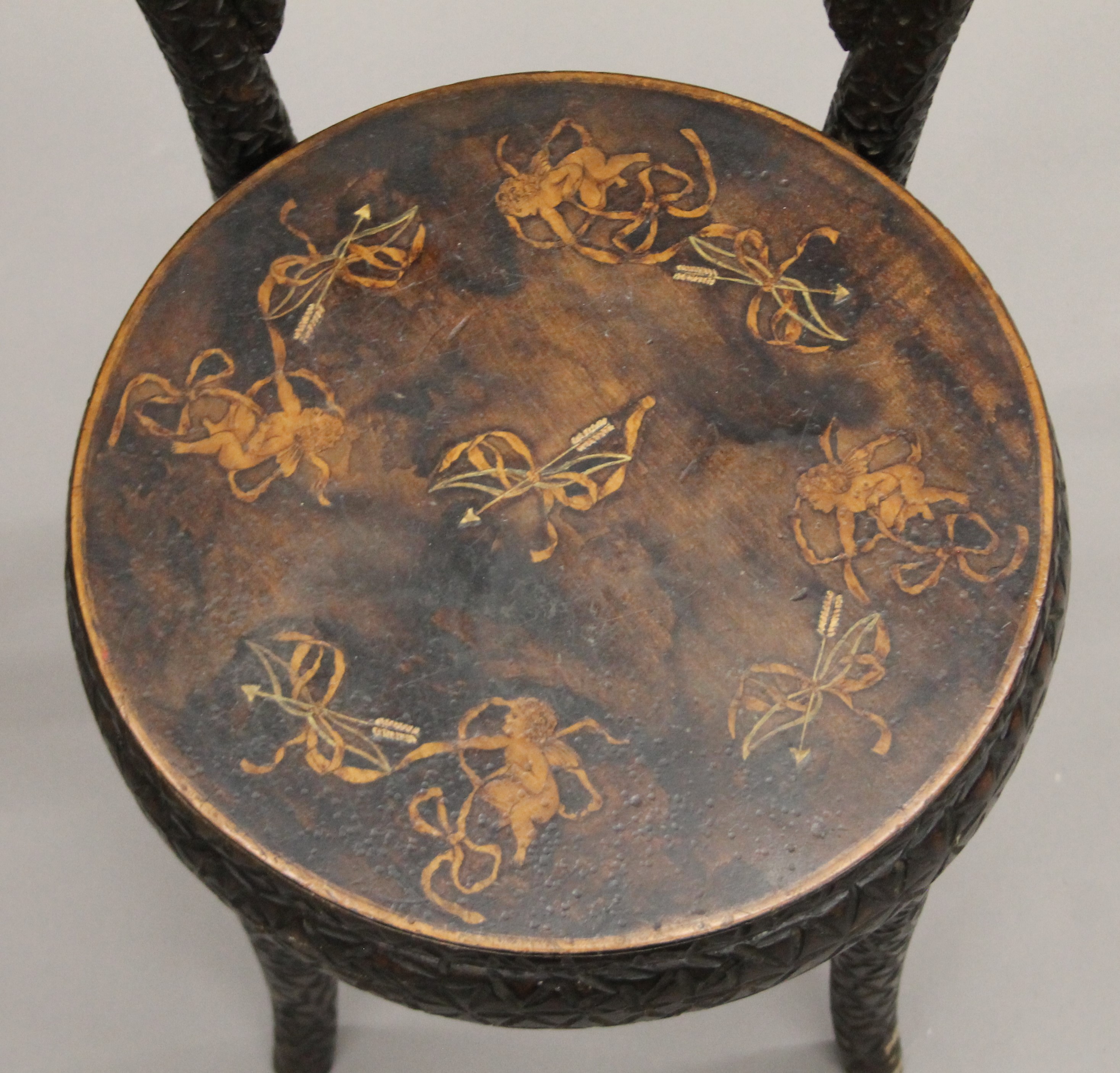 A pair of late 19th century bentwood and pokerwork child's chairs. 63.5 cm high. - Image 5 of 6