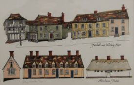 HILARY HAMILTON, Guildhall and Watling Steet, Almshouses Thaxted, limited edition print,