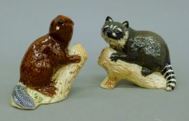 A Beswick beaver and a Beswick racoon. The former 11 cm high.