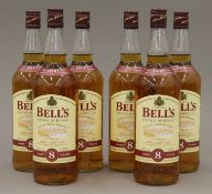 Six bottles of Bells Eight Year Aged Extra Special Old Scotch Whisky.