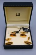 Two pairs of Alfred Dunhill cufflinks, one pair boxed. 2 cm wide.