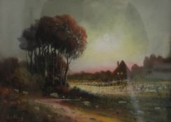 LE ROY, County Landscape with House Beyond, pastel, signed, framed and glazed. 39 x 28 cm.