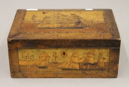 A 19th century marquetry inlaid Trinity House work box. 33 cm wide.