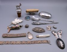 A quantity of silver jewellery to include bracelets, brooches, pendants, pocket knife, etc.
