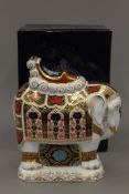 A boxed Royal Crown Derby large Imari Elephant paperweight.