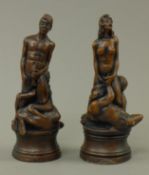 Two erotic figures. 15 cm high.