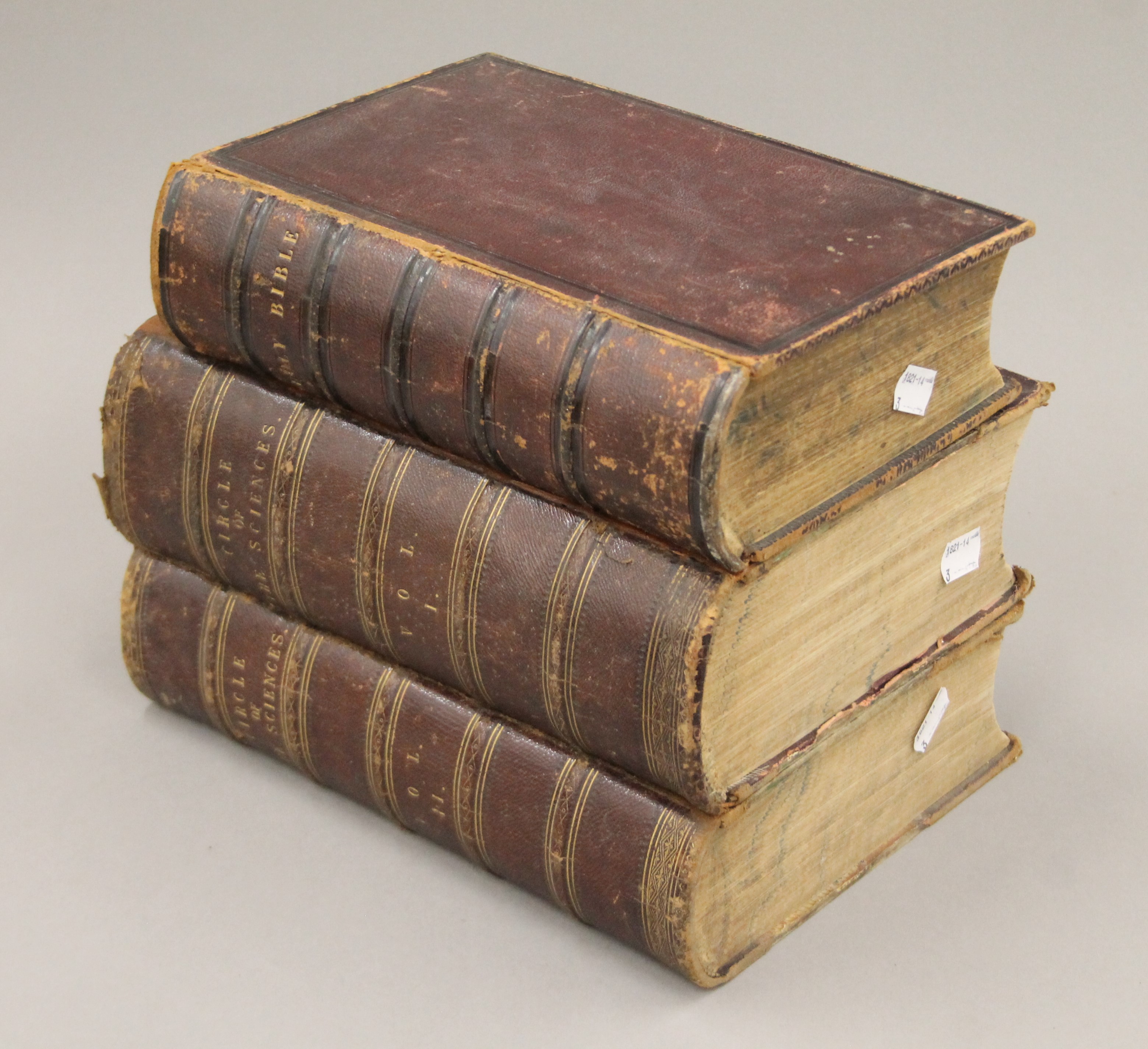 The Circle of the Sciences by Henry Lord Brougham, volumes 1 and 2; together with a Victorian Bible.