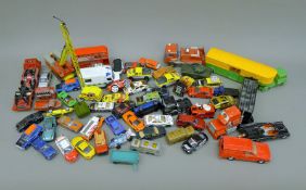 A quantity of toy vehicles.