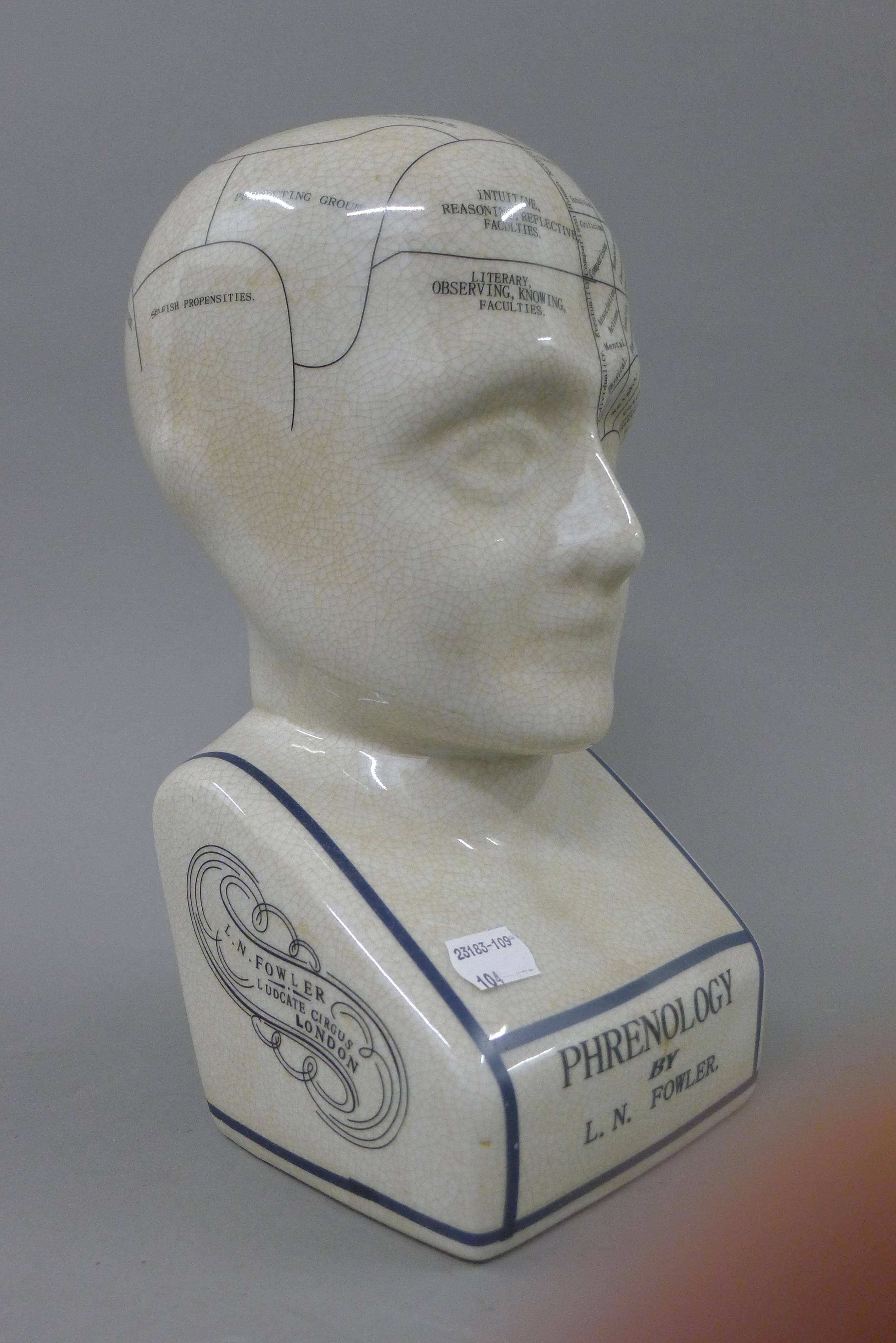 A porcelain Phrenology head. - Image 3 of 4