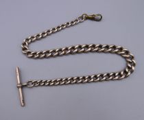 A silver Albert watch chain. 34 cm long.