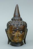 A Thai bronze Buddha head. 17 cm high.