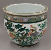 A large 19th century Chinese famille verte porcelain fish bowl. 47 cm diameter x 40 cm high.