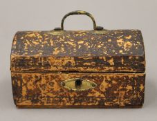 An 18th century leather covered box. 15 cm wide.